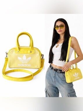 Adidas Adicolor Mini Bowling Bag Purse Powder Yellow Patent Y2K Retro
